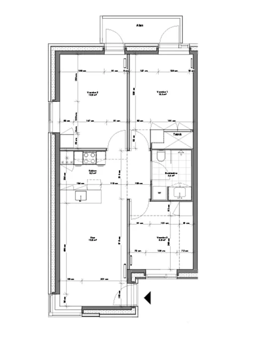 Plaan - 4-Bed Apartment with Balcony in Bryggerhaven
