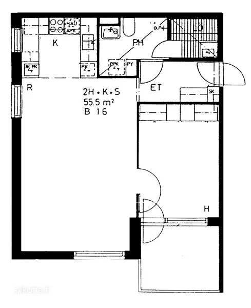 Plan - Corner Flat with Balcony in Kerava