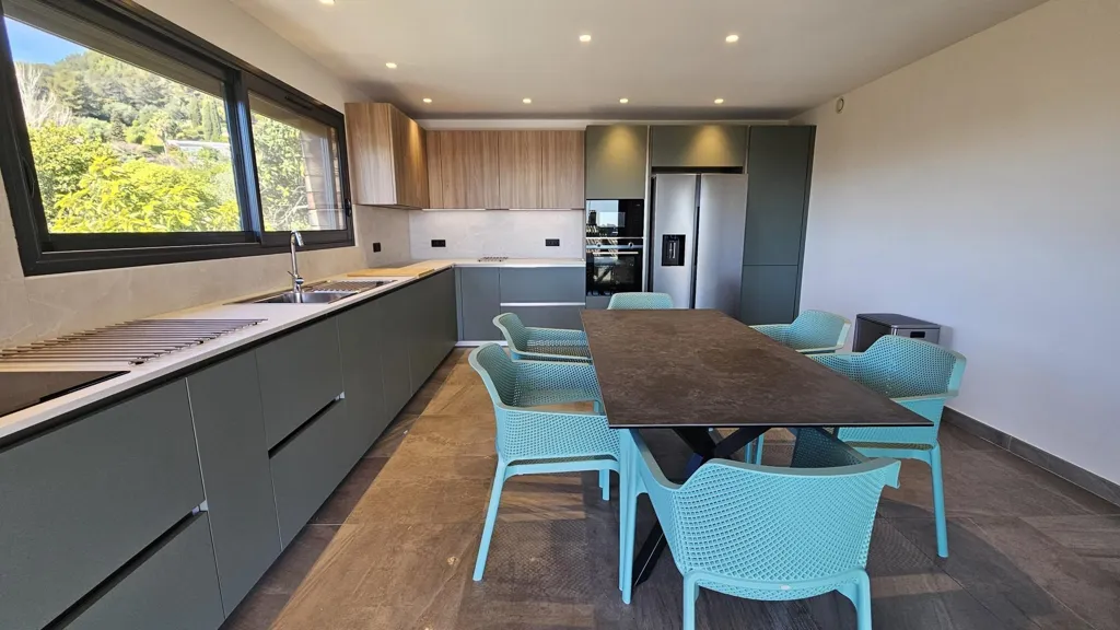 Kitchen - Contemporary House with Hill Views in La Colle-sur-Loup