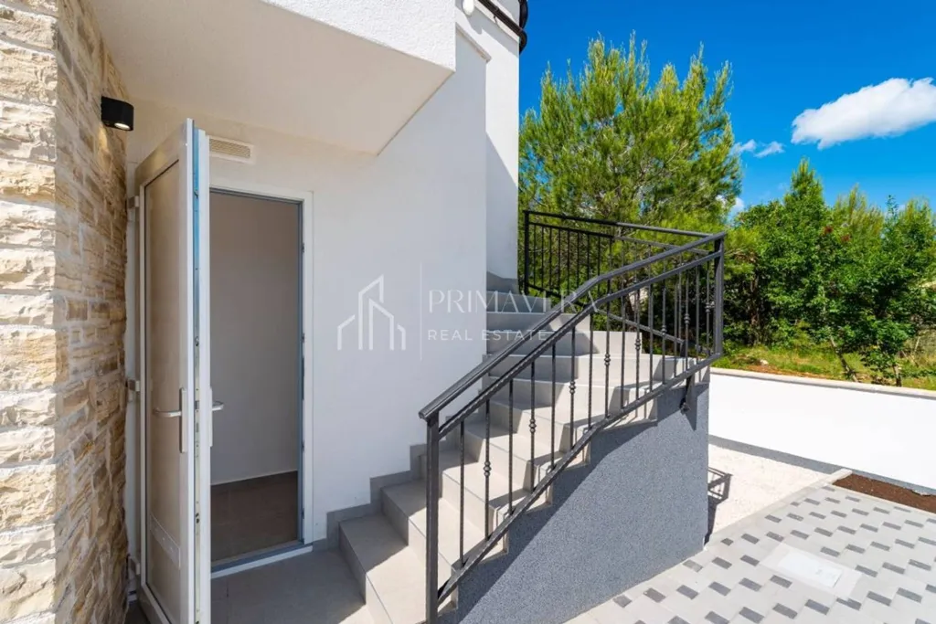 Terrace - Newly Built House with Sea View in Posedarje