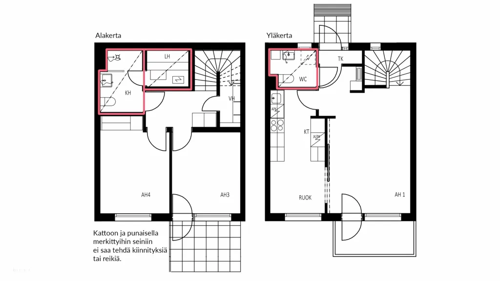 Planimetria - Renovated Two-Storey Terraced House with Sauna in Vantaa