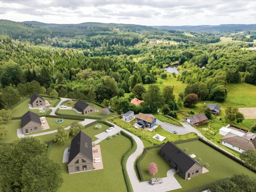 Vue aérienne - Plot for Free-Plan House with View in Hultängen