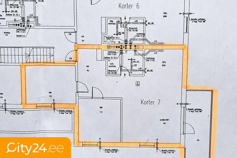 Plaan - 3-toaline korter asukohas Tallinn