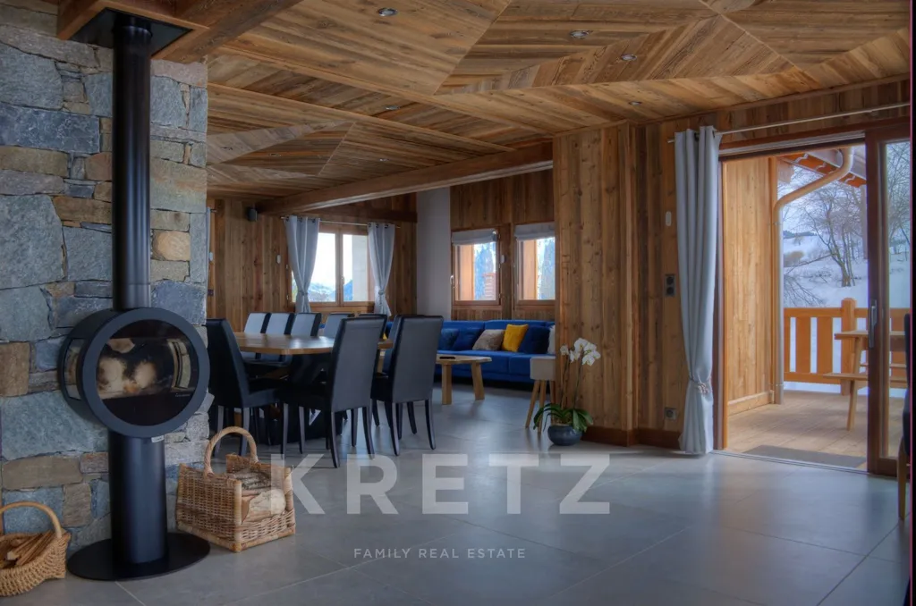 Séjour - Chalet neuf avec accès direct aux pistes à Les Sybelles