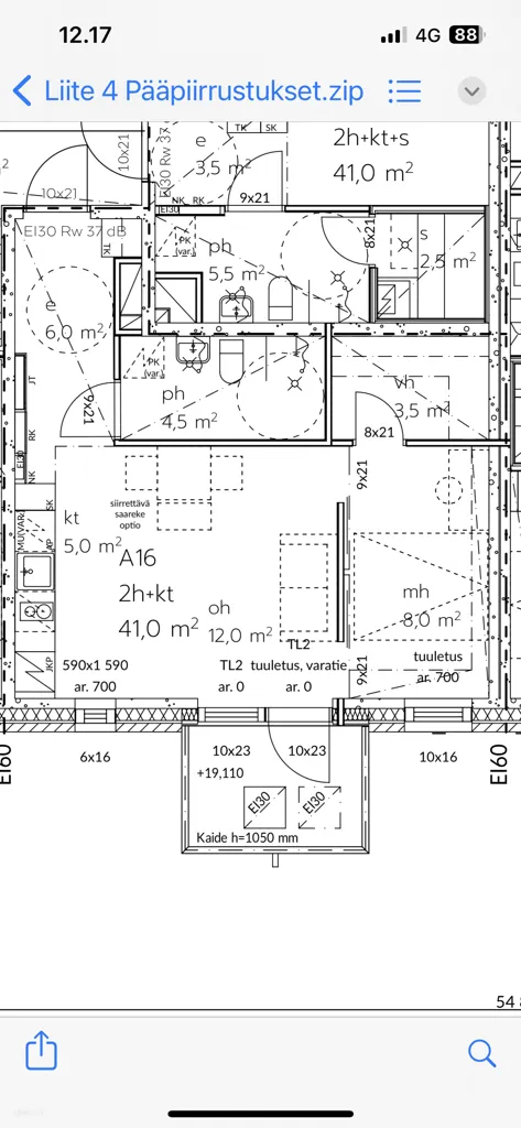 Plan - Modern Flat with Balcony in Oulu