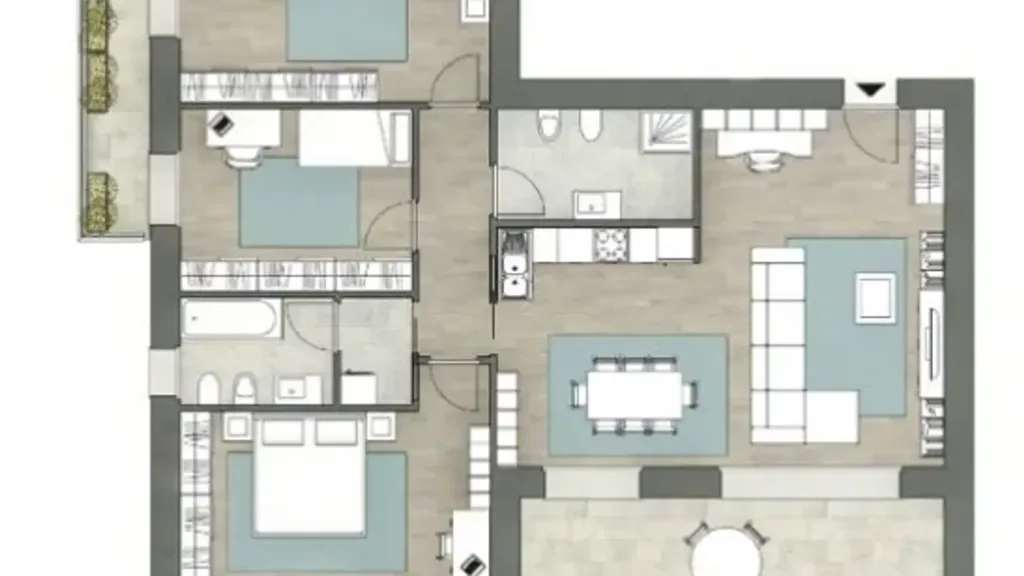 Plan - Contemporary Apartment with Terrazzo in Pieve Emanuele
