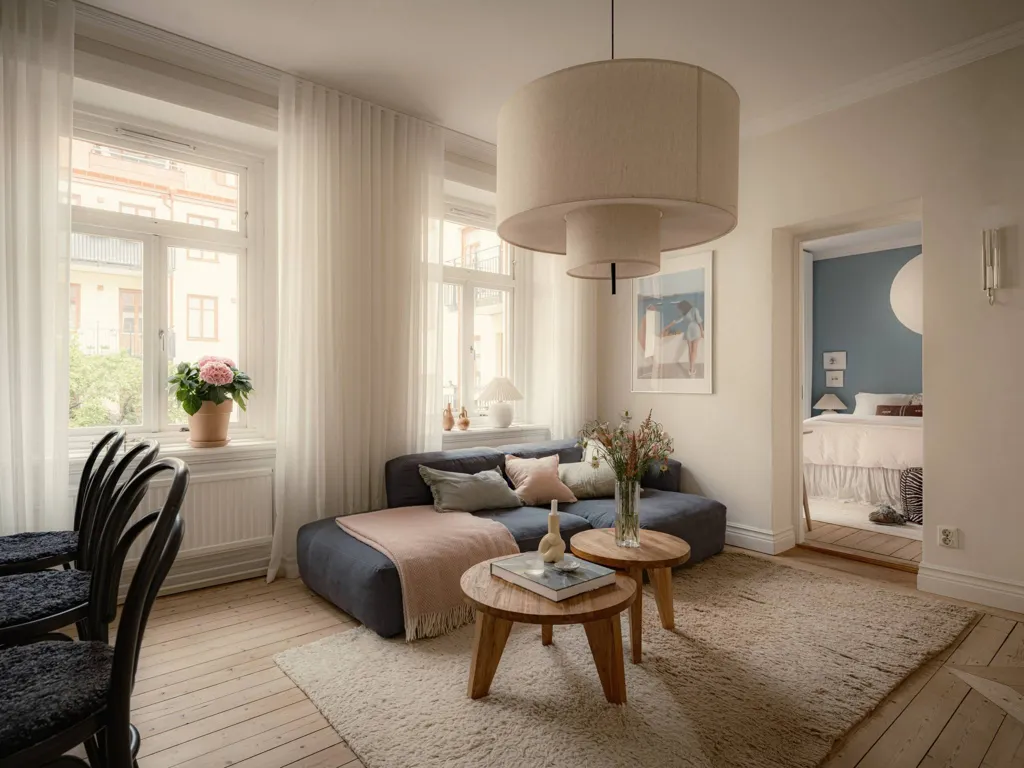 Séjour - Charming 2-Bedroom Flat with Balcony in Linné
