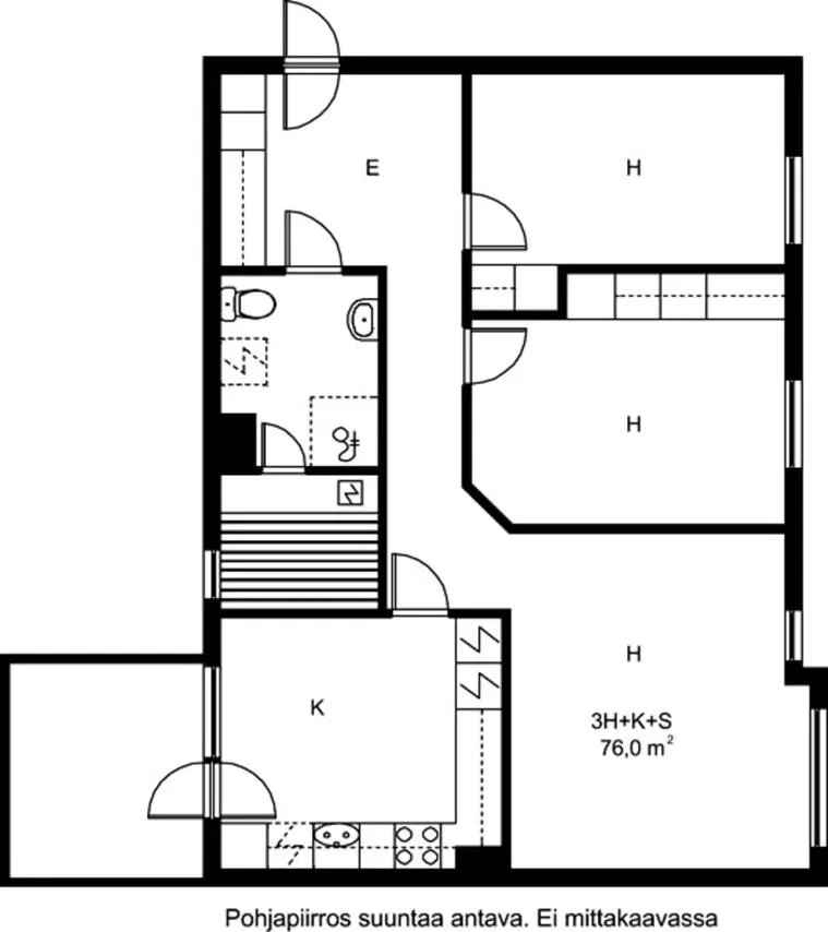 Planimetria - Spacious Rental Flat with Sauna in Vuosaari, Helsinki