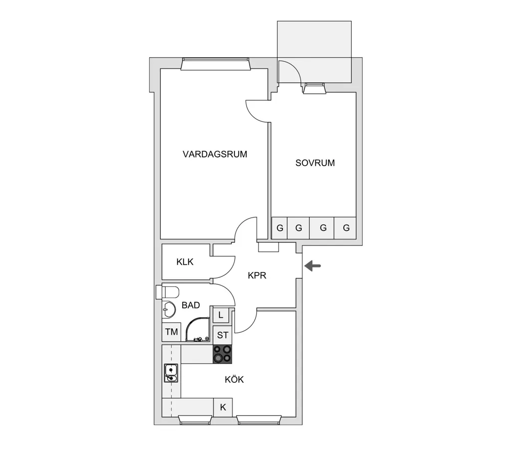 Plan - Apartment with Balcony in Getbergsvägen