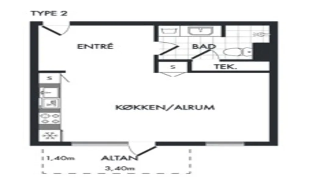 Floor Plan - 1-Bedroom Apartment with Elevator in Skovlunde