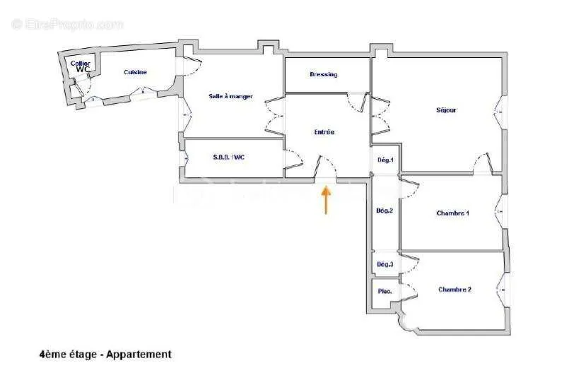 Plan - Appartement Luxe avec Triple Exposition à Paris
