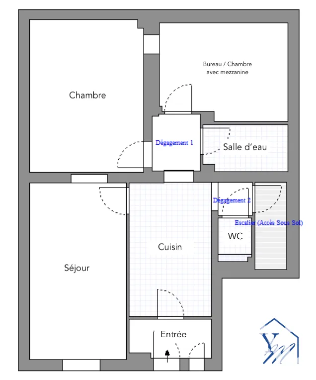 Grundriss - Apartment with Mezzanine in Pantin