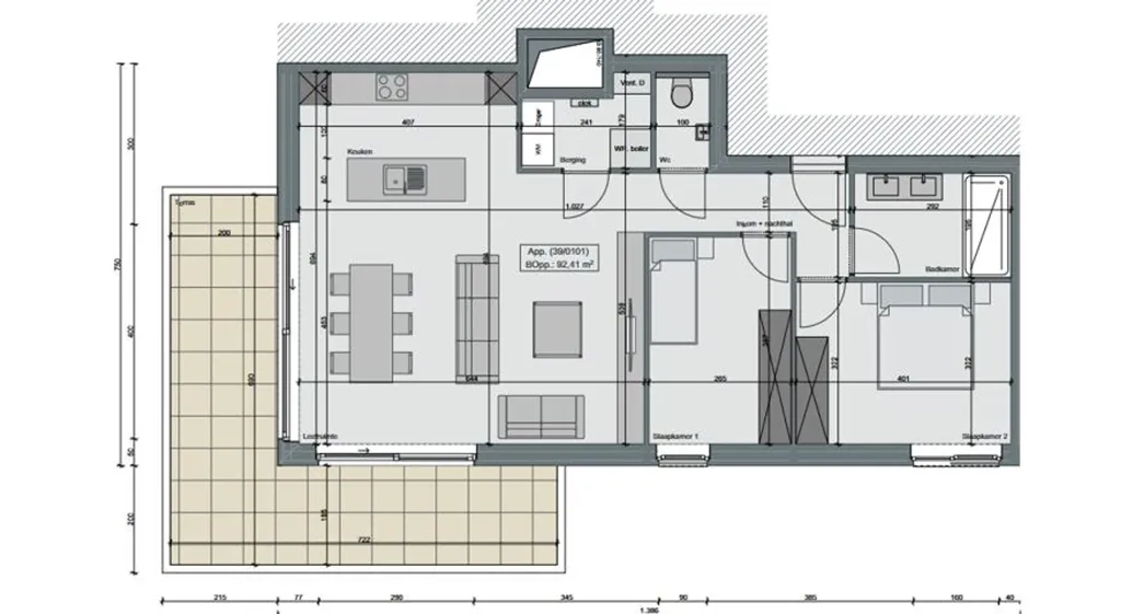 Planimetria - Light-Filled New Build Apartment with Terrace in Evergem