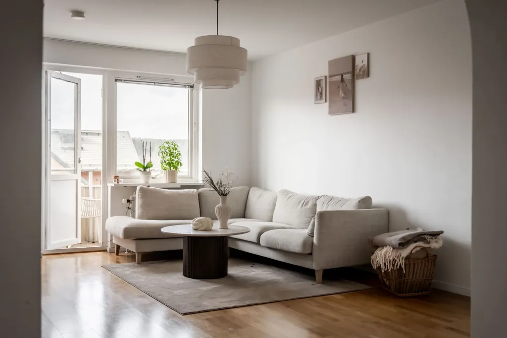 Living Room - Two-Bedroom Flat with Balcony in Sjöbo