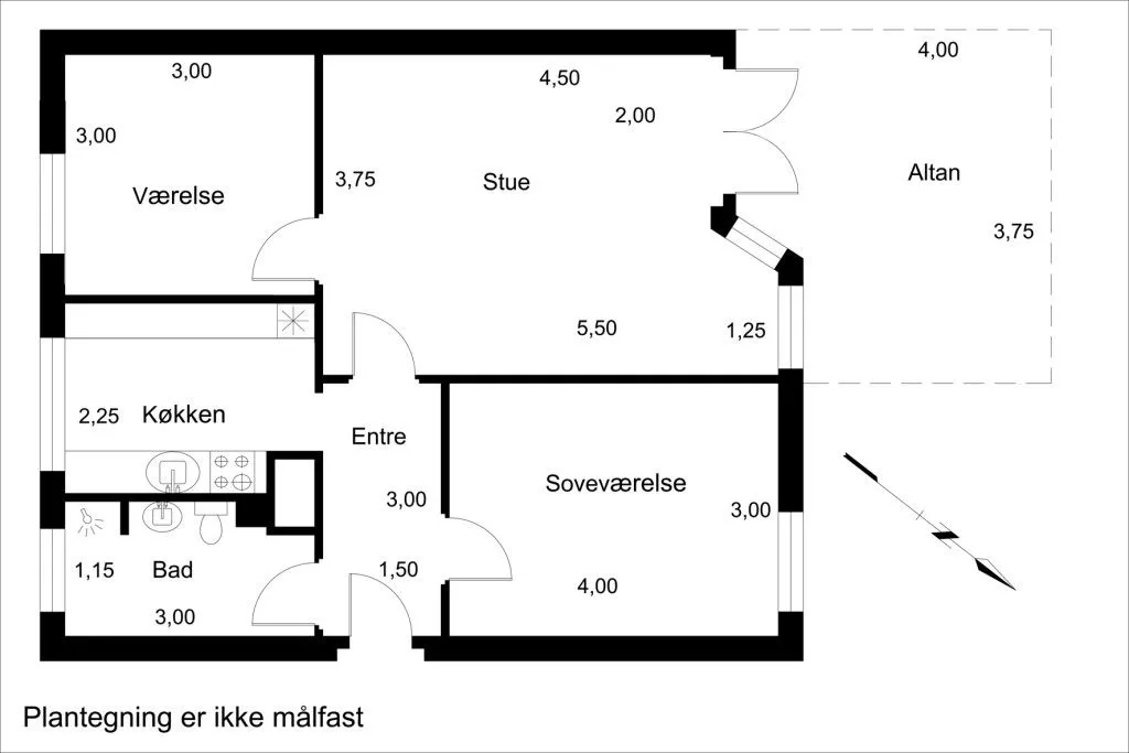 Plan - Three-Bedroom Apartment in Middelfart