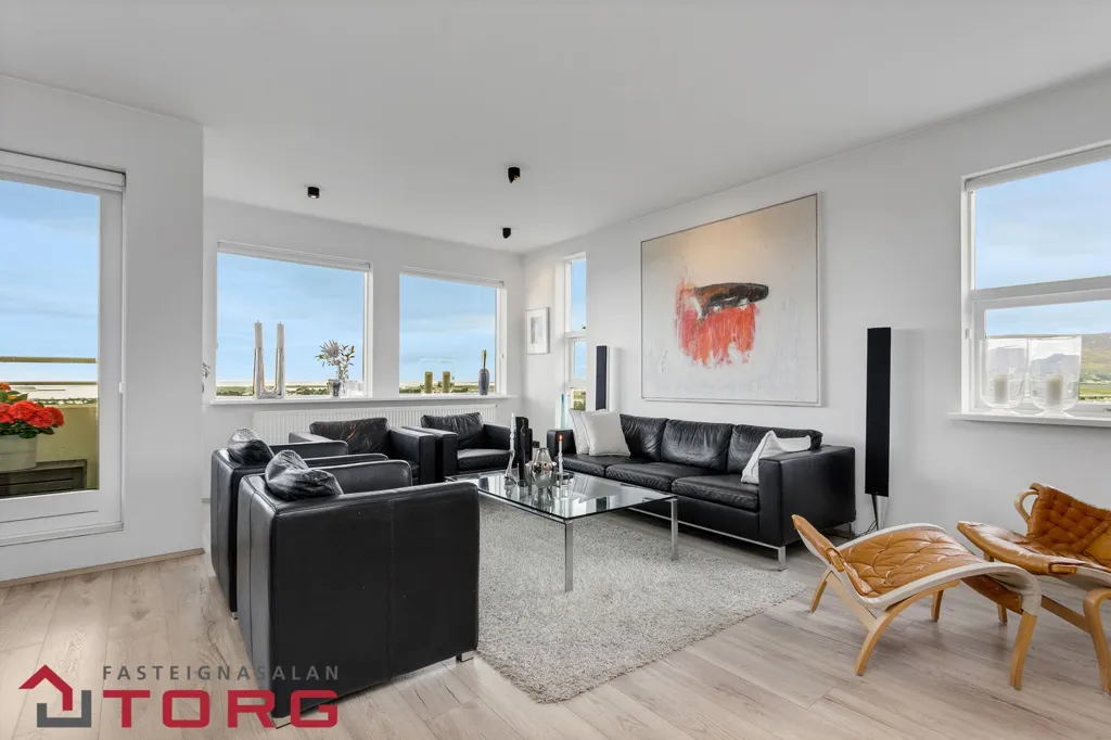 Living Room - Modernised Apartment with View in Grafarvogur