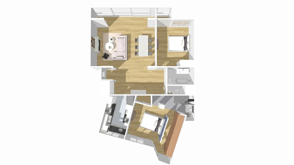 Plano - Apartment with Tour Eiffel View in Paris VIIème