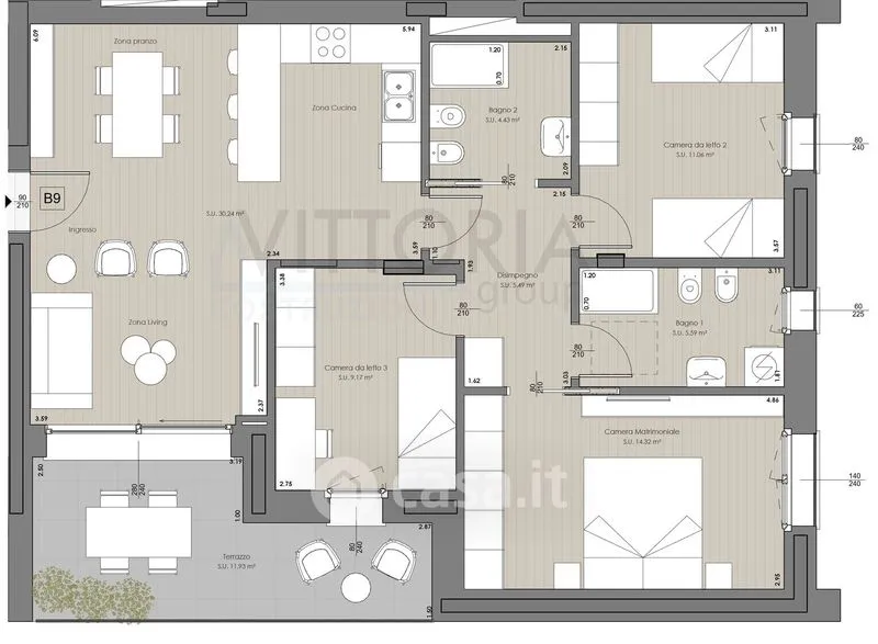 Plan - Penthouse with Terrace in Bergamo