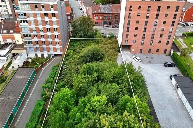 Aerial - Development Plot with Permitted 19-Unit Building in Charleroi