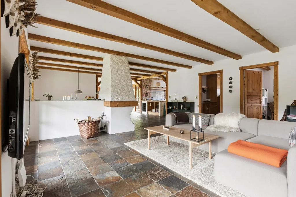 Living Room - Bjelkecottage with Nature View in Jerup