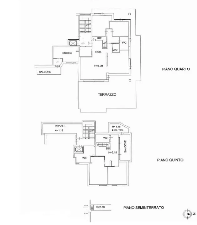 Plan - Penthouse with Terraces in Rome