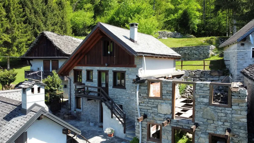 Aerial - Rustic House with Mountain View in Varzo