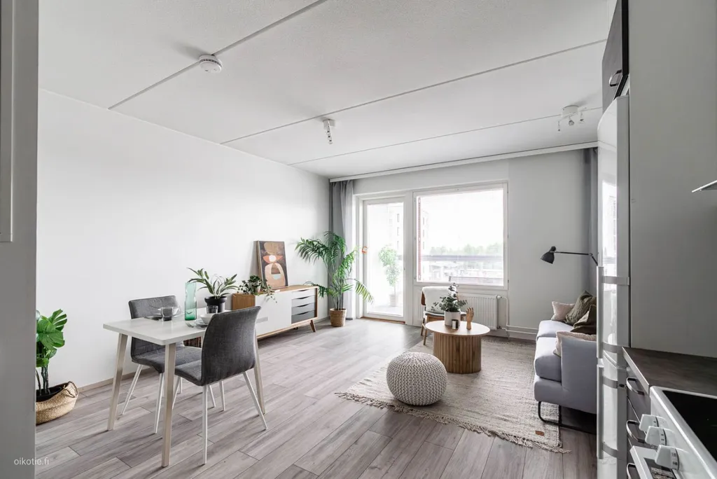 Living Room - Modern Flat with Balcony in Keimola, Vantaa