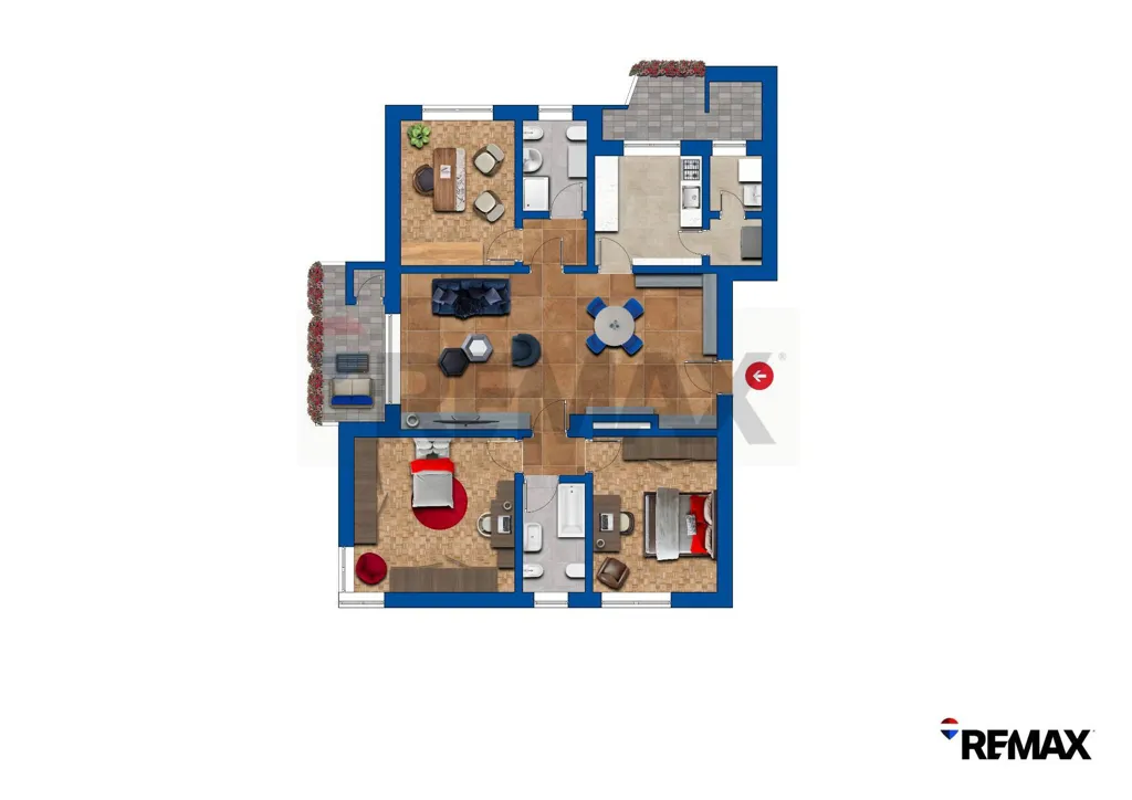 Plan - Four-Bedroom Apartment with Balcony in Milan