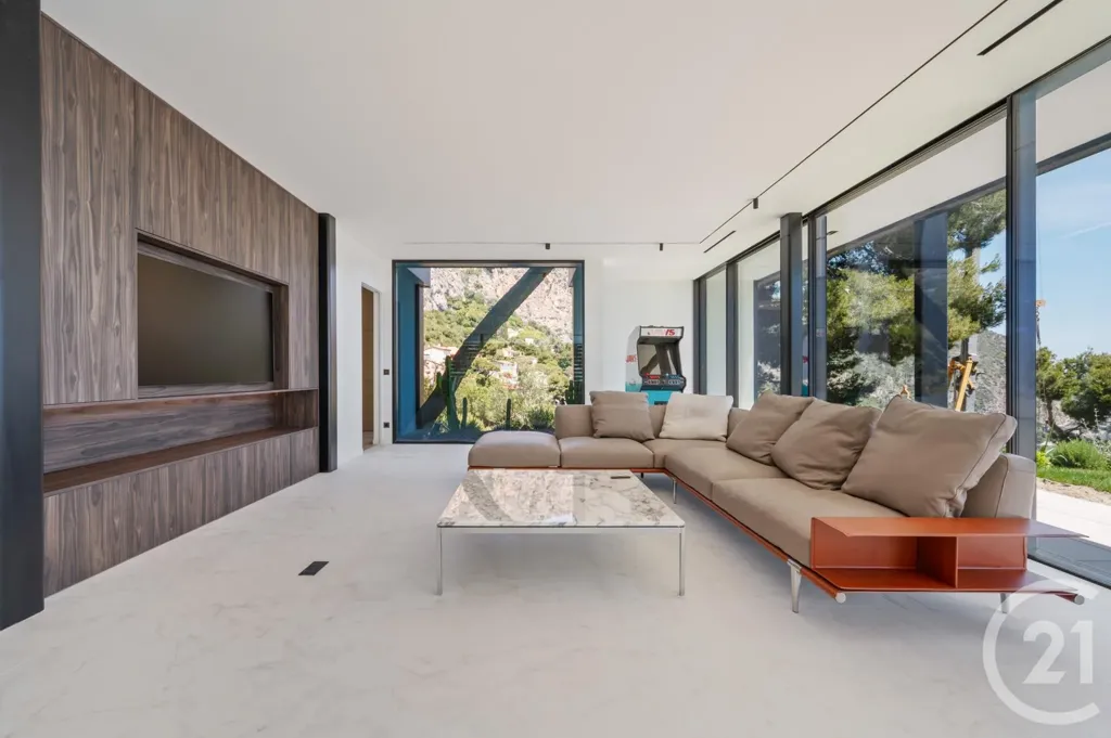 Séjour - Villa Contemporaine avec Vue Mer à Èze