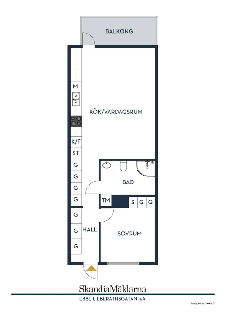 Plan - Two-Bedroom Flat with Balcony in Göteborg