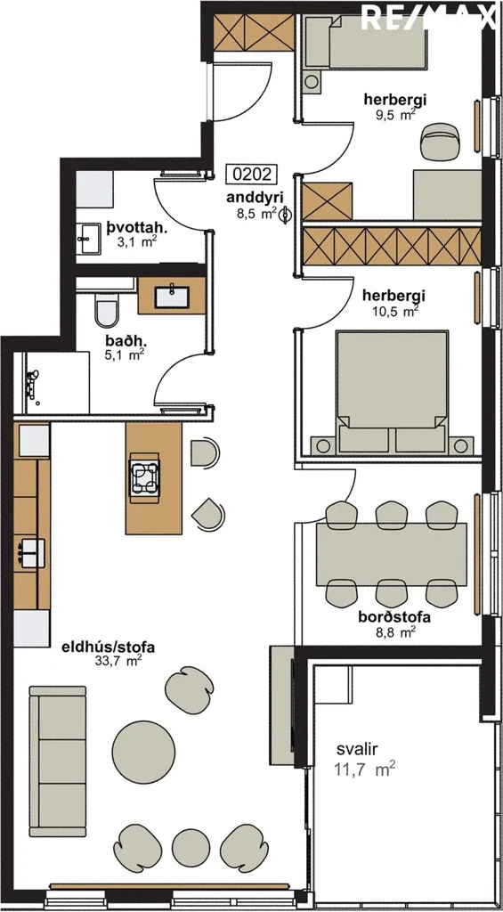 Plaan - 3-toaline korter asukohas Hafnarfjörður