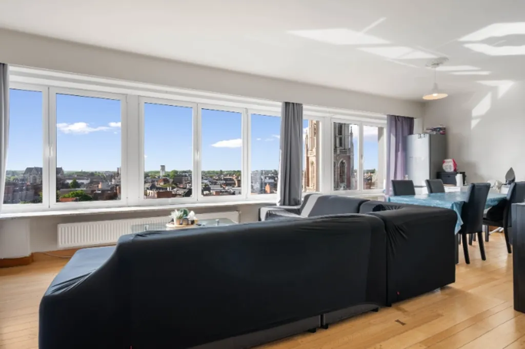 Living Room - Spacious Apartment with City View in Aalst