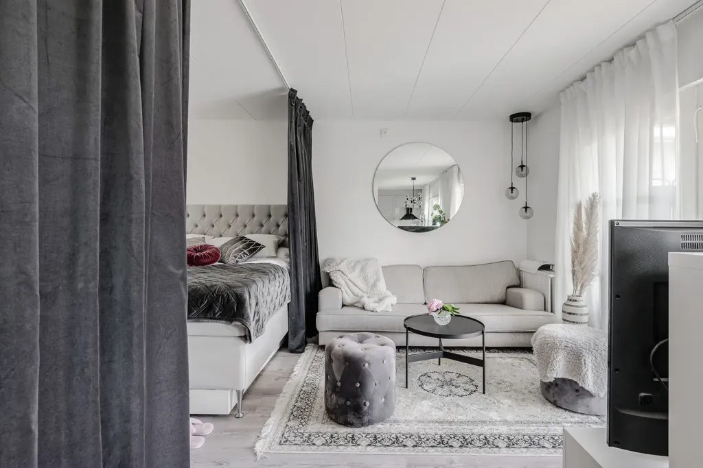 Living Room - Apartment with Garden View in Stockholm