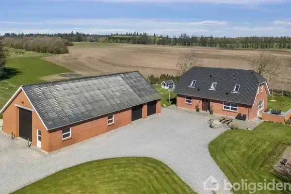 Aerial - Architectural House with Garden in Øster Jølby