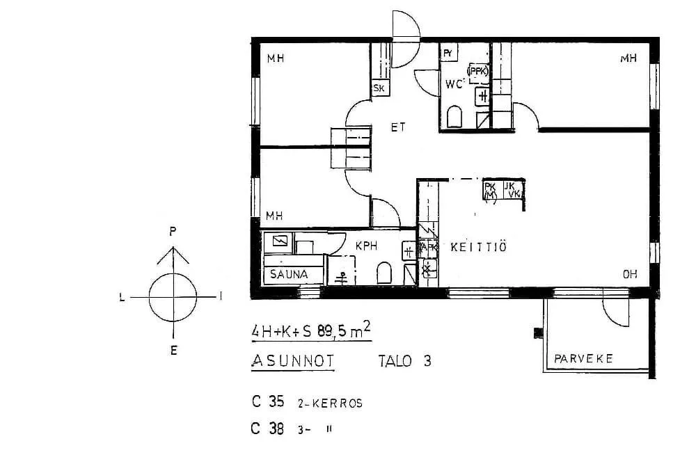 Planimetria - Right-of-Occupancy Flat with Sauna in Vantaa