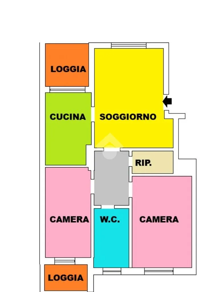 Plan - 3-Room Apartment with Loggia in Landriano
