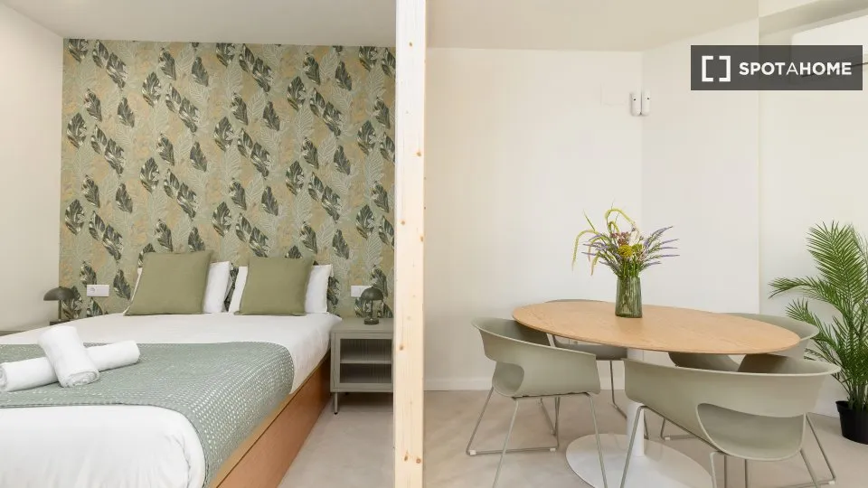 Chambres - Studio with Air Conditioning in Nou Moles, Valencia
