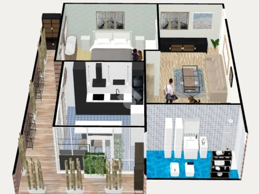 Plan - Spacious Studio with Balcony in Rome