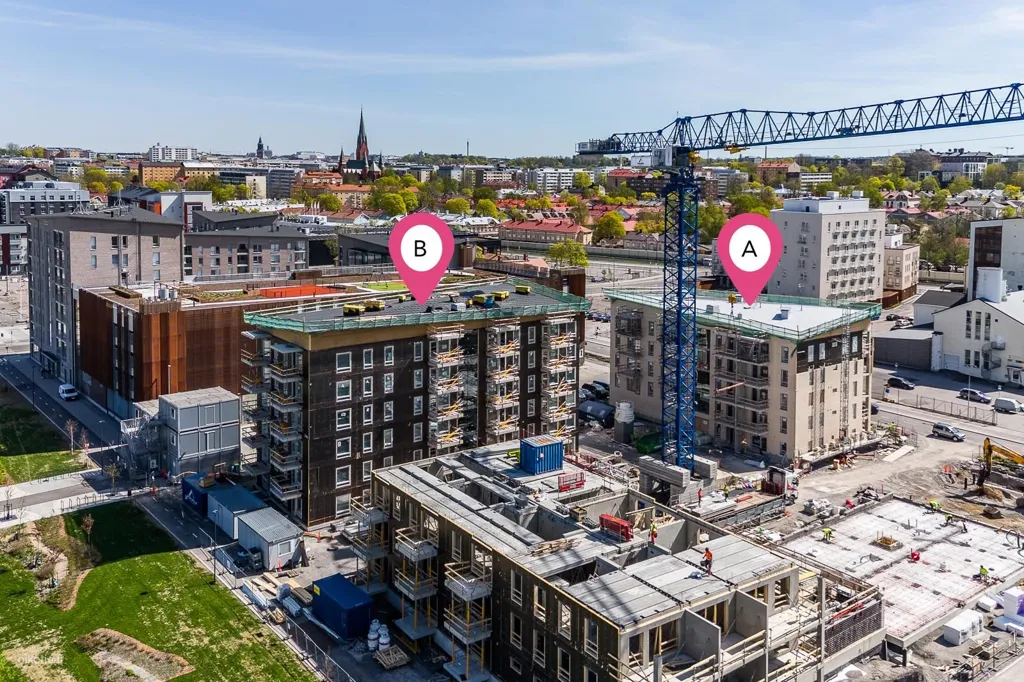 Aerial - Modern Apartment with Balcony in Iso-Heikkilä