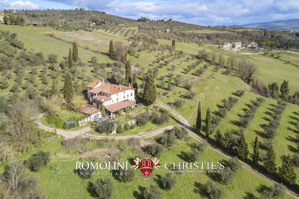 Aerial - Villa with Vineyard and Pool near Florence