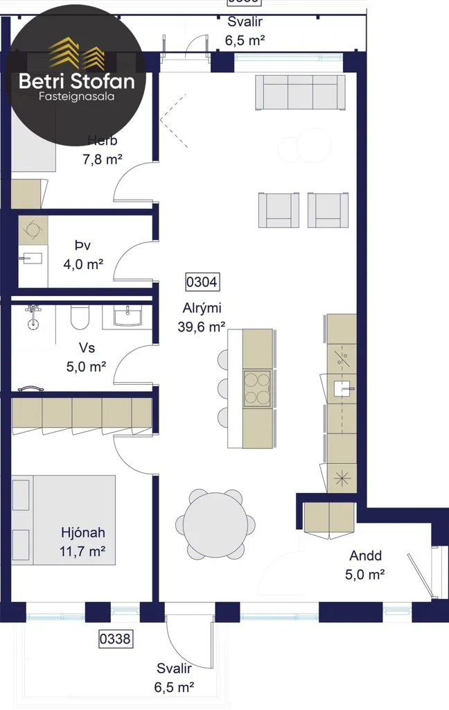 Planimetria - Apartment with Balcony in Reykjavik