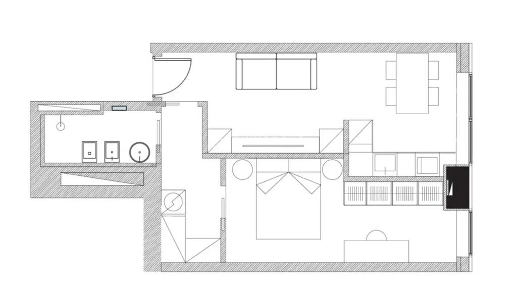Plan - Rustic-Style Flat with Balcony in Milan