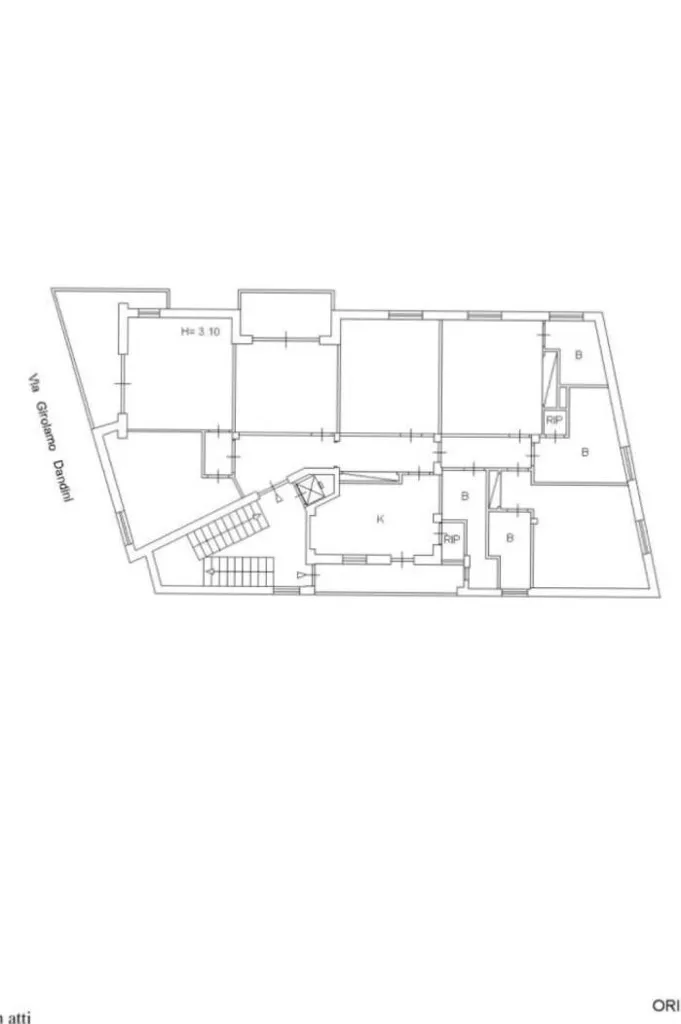 Floor Plan - Luxury Flat with Triple Balcony in Rome
