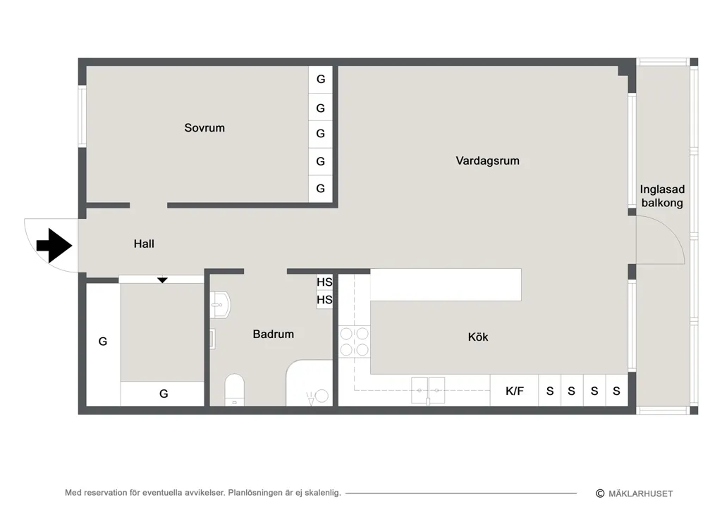 Plaan - Apartment with Glazed Balcony in Helsingborg
