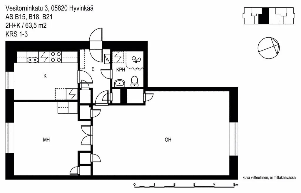 Plaan - 2-toaline korter asukohas Hyvinkää