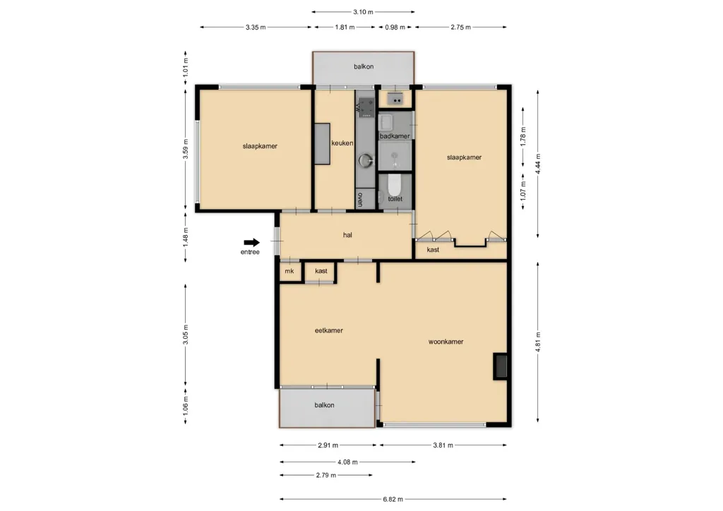 3-toaline korter asukohas Tilburg