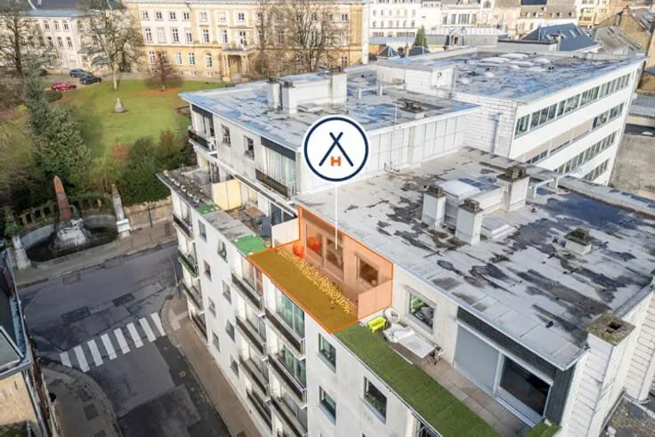 Vue aérienne - Appartement 2 Chambres avec Terrasse au Centre d’Arlon