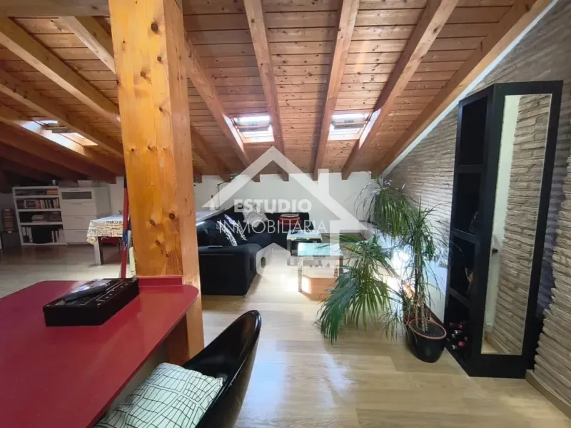 Living Room - Modern Loft with Wood Beams in Logroño