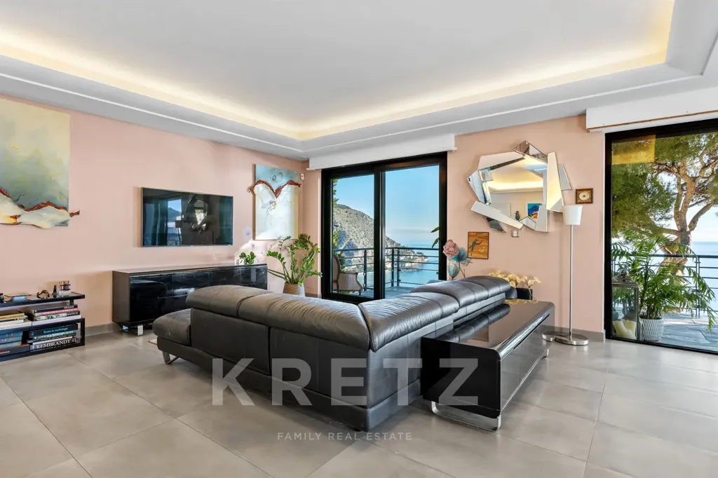 Living Room - Contemporary Villa with Sea View in Eze