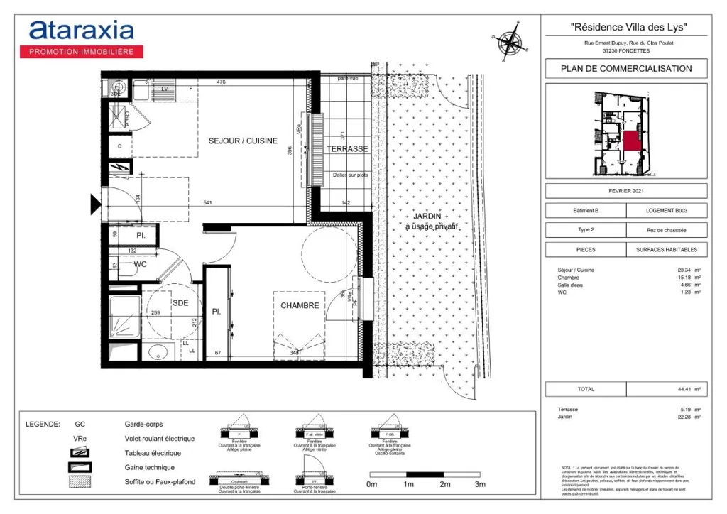 Plaan - T2 Apartment with Terrace in Fondettes